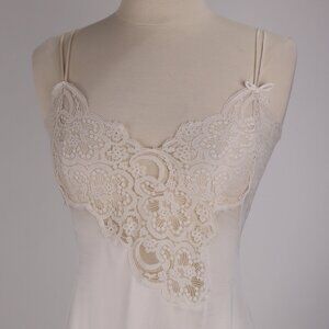 🌺 Vintage Lily of France White Long Lace Nightgown Negligee Lingerie Peignoir S